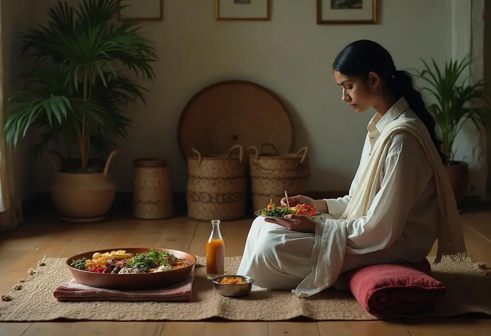 बसून जेवण्याचे फायदे